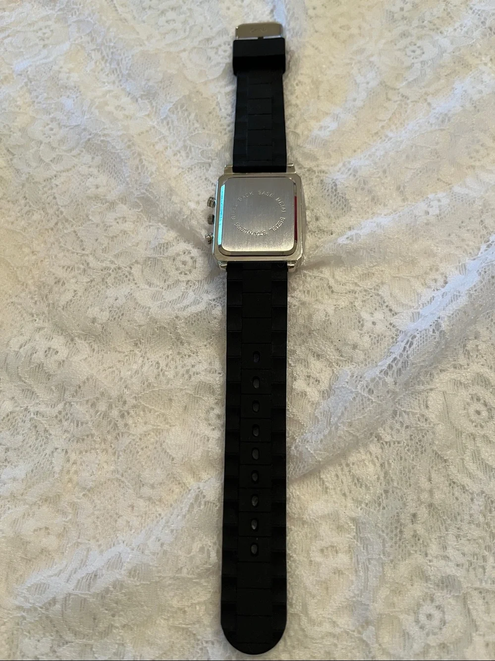 Collezio Women's Silver Crystal-Trim Watch with Black Strap
